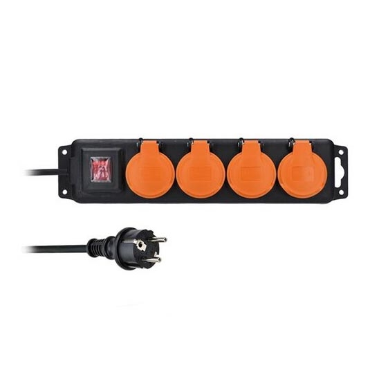 Przedłużacz z wyłącznikiem 4 gniazda 3 m IP44