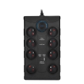 Przedłużacz z wyłącznikiem i ochroną przeciwprzepięciową 8 gniazd Typ E + 1xUSB-A + 1xUSB-C 2m czarny
