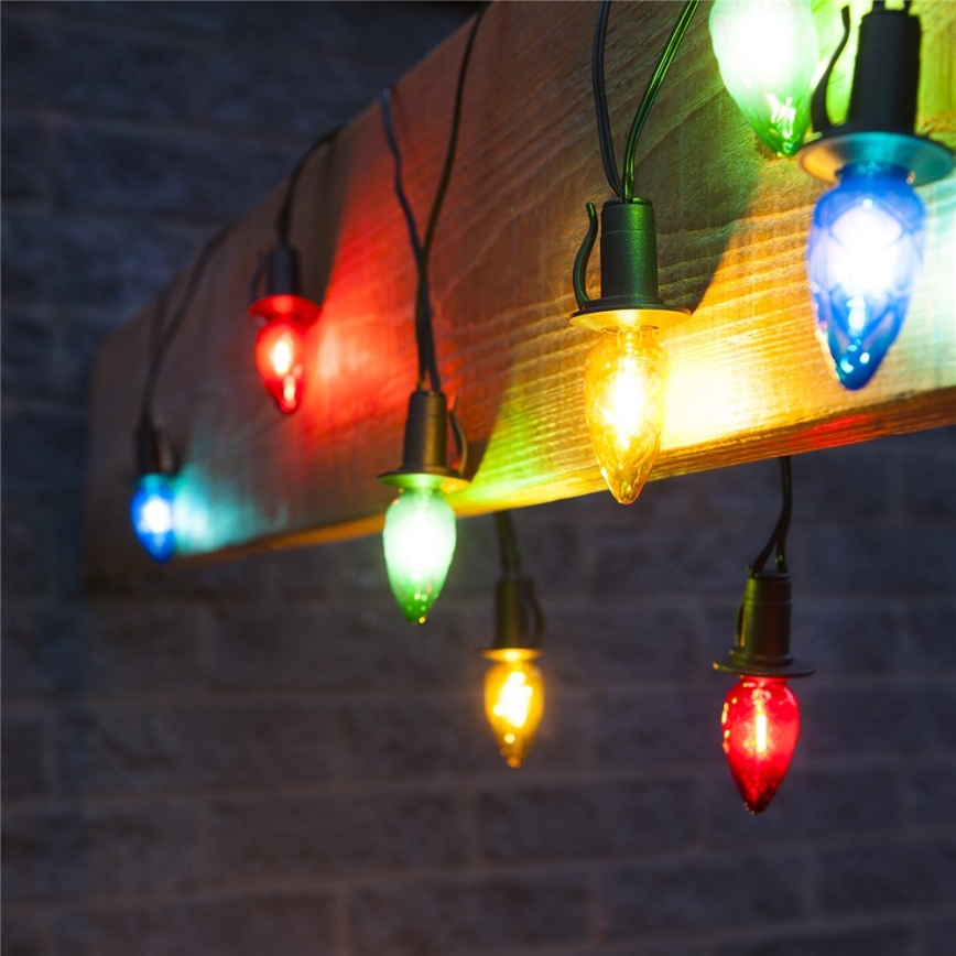 Rozszerzająca girlanda LED zewnętrzna CONE FILAMENT 20xE10 14m kolorowa/ciepła biała IP44, Wyprodukowano w UE