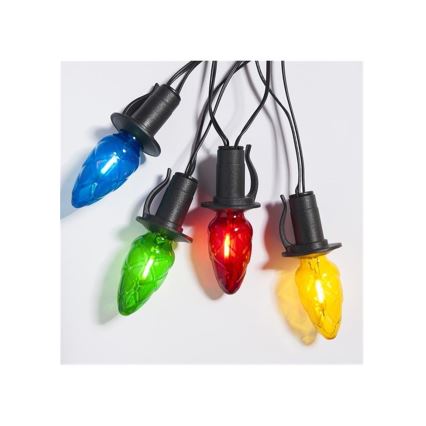 Rozszerzająca girlanda LED zewnętrzna CONE FILAMENT 20xE10 14m kolorowa/ciepła biała IP44, Wyprodukowano w UE