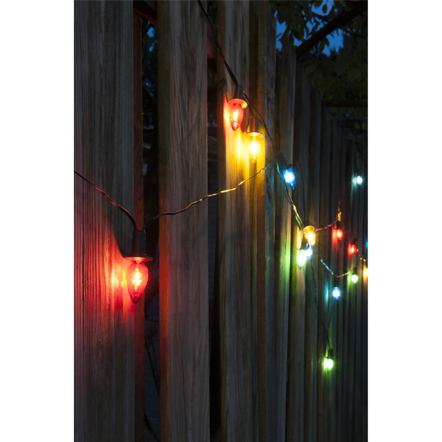 Rozszerzająca girlanda LED zewnętrzna CONE FILAMENT 20xE10 14m kolorowa/ciepła biała IP44, Wyprodukowano w UE