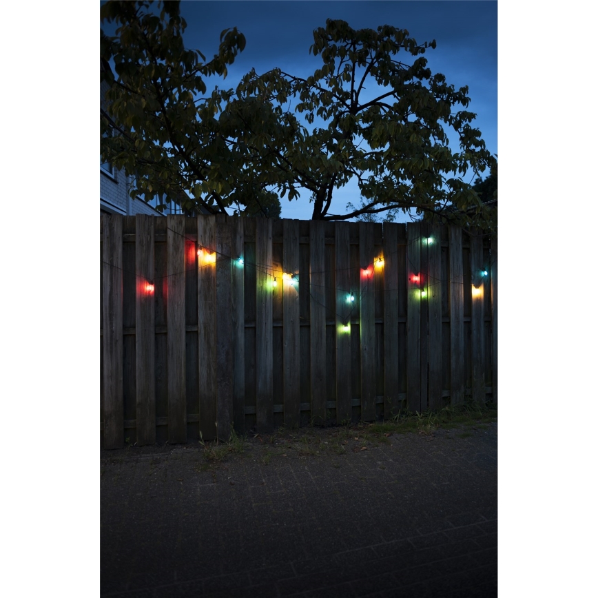 Rozszerzająca girlanda LED zewnętrzna CONE FILAMENT 20xE10 14m kolorowa/ciepła biała IP44, Wyprodukowano w UE
