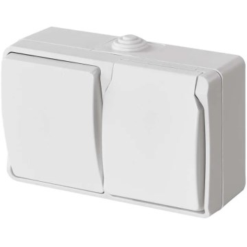 Przełącznik domowy AC nr 6 z gniazdkiem 250V/16A IP44 biały