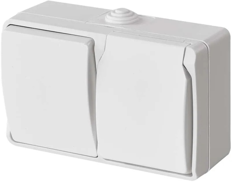 Przełącznik domowy AC nr 6 z gniazdkiem 250V/16A IP44 biały