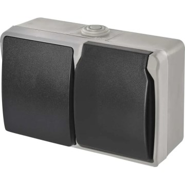 Przełącznik domowy AC nr 6 z gniazdkiem 250V/16A IP44 szary