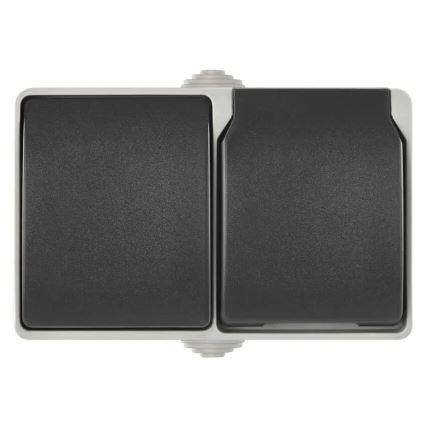 Przełącznik domowy AC nr 6 z gniazdkiem 250V/16A IP44 szary