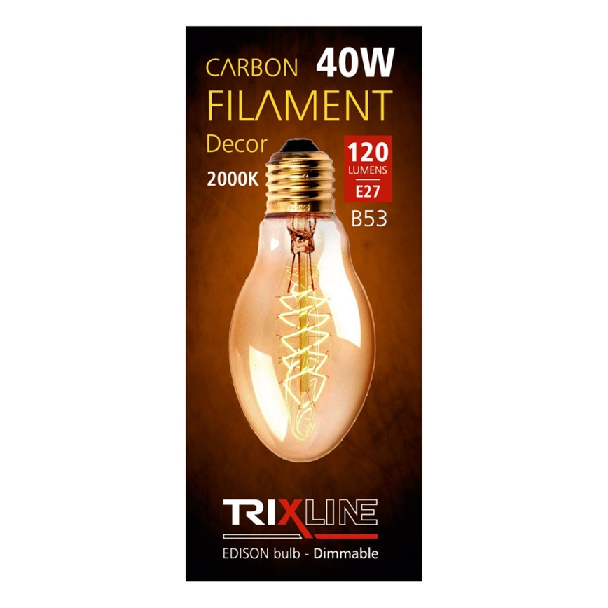 Przemysłowa dekoracyjna żarówka ściemnialna VINTAGE B53 E27/40W/230V