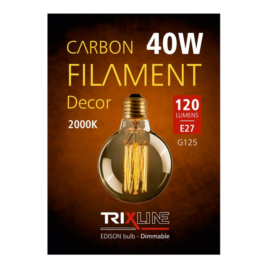 Przemysłowa dekoracyjna żarówka ściemnialna VINTAGE G125 E27/40W/230V 2000K
