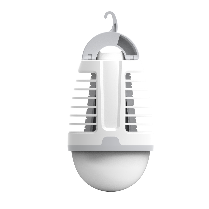 Przenośna ładowalna lampa LED z pułapką na owady LED/5W/1800 mAh IPX4 biały/szary