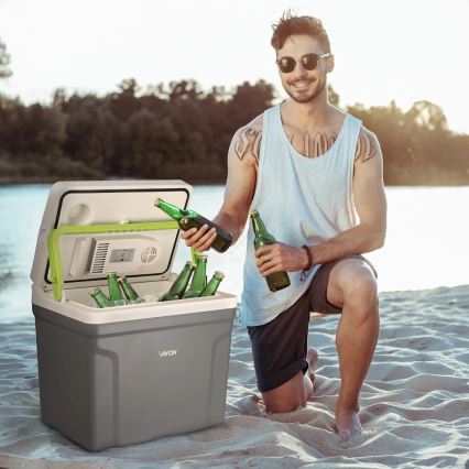 Przenośna lodówka samochodowa z funkcją grzania 27 l 230V/12V/24V szara