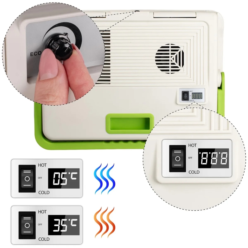 Przenośna lodówka samochodowa z funkcją grzania 27 l 230V/12V/24V szara