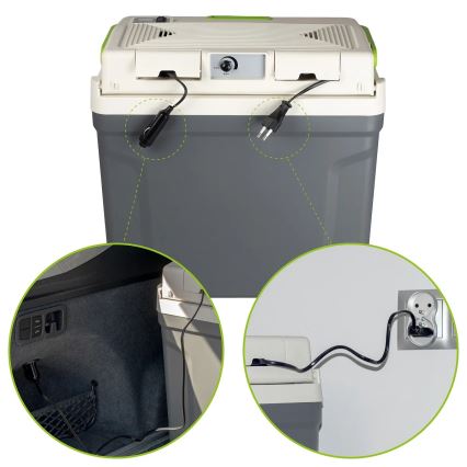 Przenośna lodówka samochodowa z funkcją grzania 27 l 230V/12V/24V szara