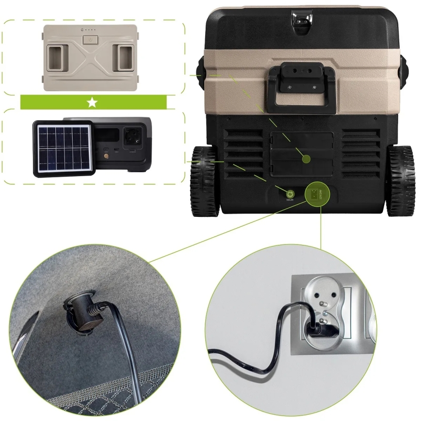 Przenośna lodówka samochodowa z wyświetlaczem LCD 39 l 230V/12V/24V brązowa