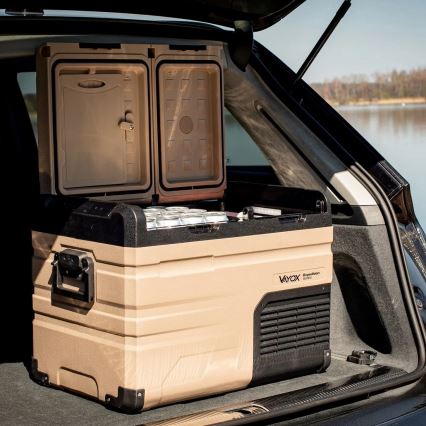 Przenośna lodówka samochodowa z wyświetlaczem LCD 39 l 230V/12V/24V brązowa