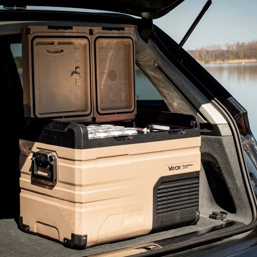 Przenośna lodówka samochodowa z wyświetlaczem LCD 39 l 230V/12V/24V brązowa