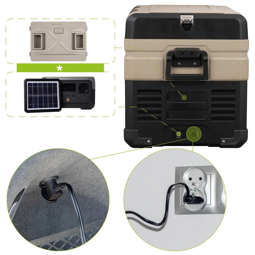 Przenośna lodówka samochodowa z wyświetlaczem LCD 39 l 230V/12V/24V brązowa