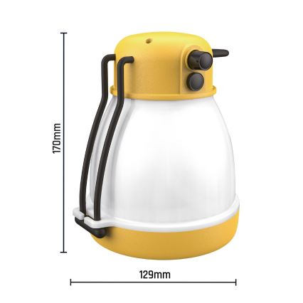 Przenośna, ściemnialna, ładowalna lampa LED z funkcją powerbanki LUMINA MINIO LED/5V 1800 mAh IP44 żółta