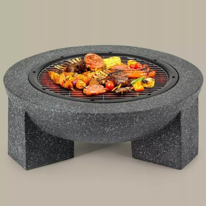 Przenośne ognisko z rusztem 79,5x38 cm czarne/ciemny granit