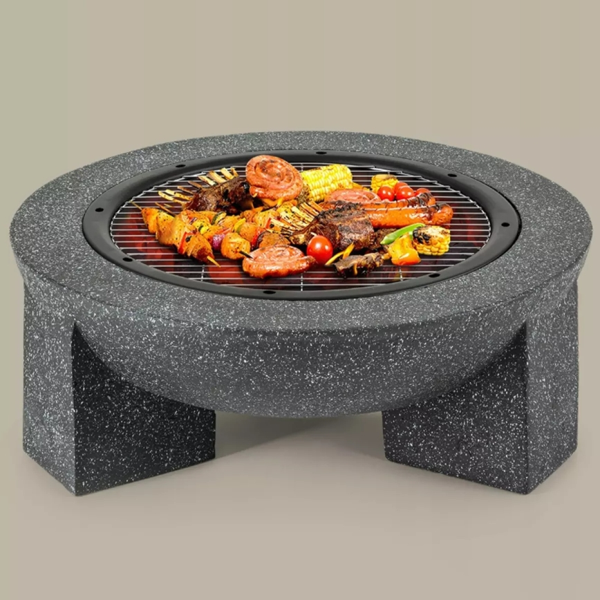 Przenośne ognisko z rusztem 79,5x38 cm czarne/ciemny granit