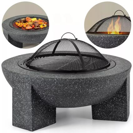 Przenośne ognisko z rusztem 79,5x38 cm czarne/ciemny granit
