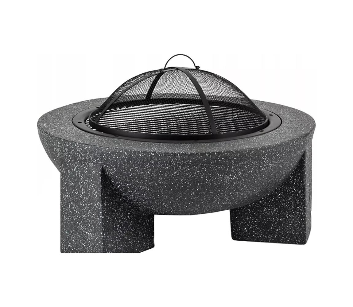 Przenośne palenisko z rusztem 74x30 cm, czarny/ciemny granit