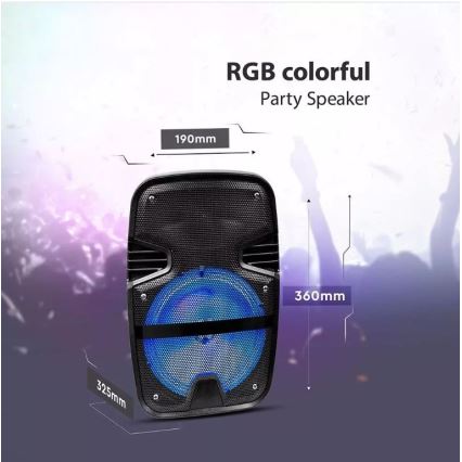 Przenośny głośnik Bluetooth z mikrofonem 15W/3,7V LED RGB + pilot