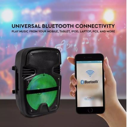 Przenośny głośnik Bluetooth z mikrofonem 15W/3,7V LED RGB + pilot