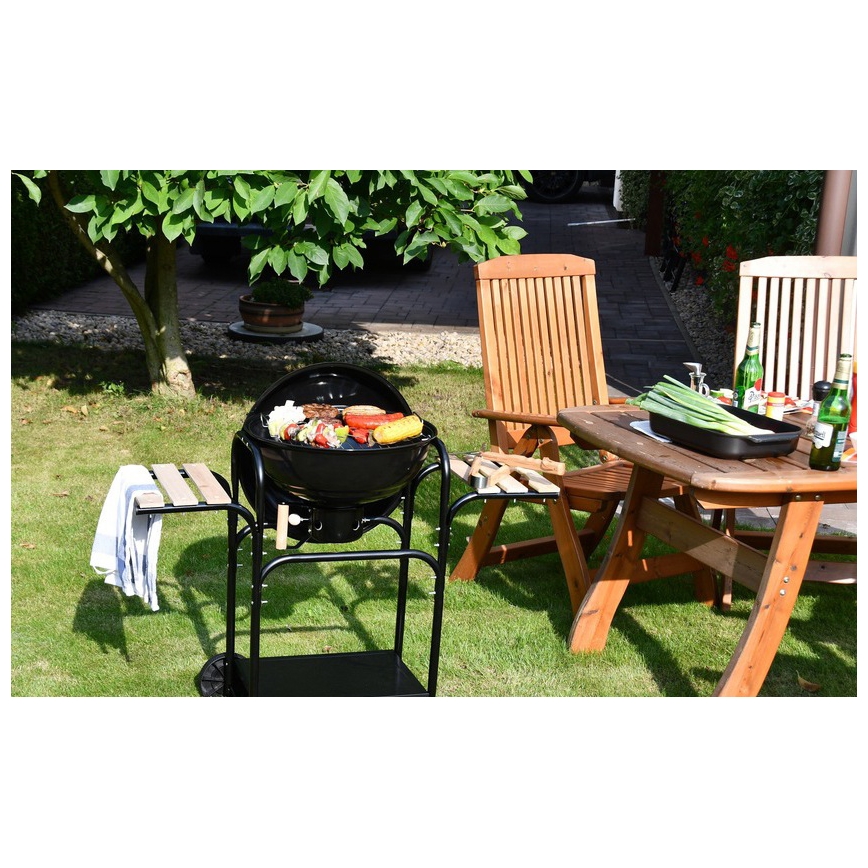 Przenośny grill węglowy czarny/drewno