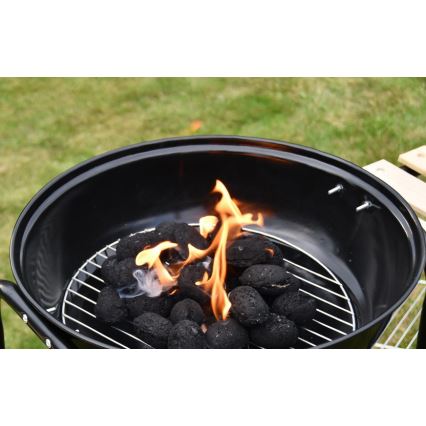 Przenośny grill węglowy czarny/drewno