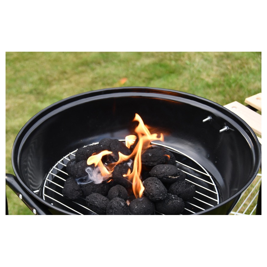 Przenośny grill węglowy czarny/drewno
