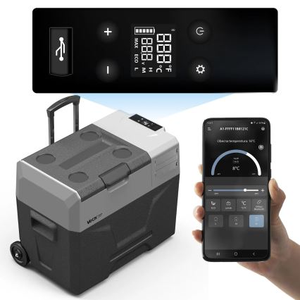 Przenośna lodówka samochodowa z wyświetlaczem LCD 40 l 230V/12V/24V czarna