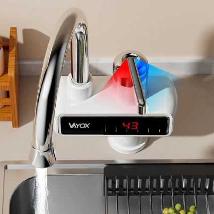 Przepływowy podgrzewacz wody z LED wyświetlaczem 3000W/230V IPX4 biały