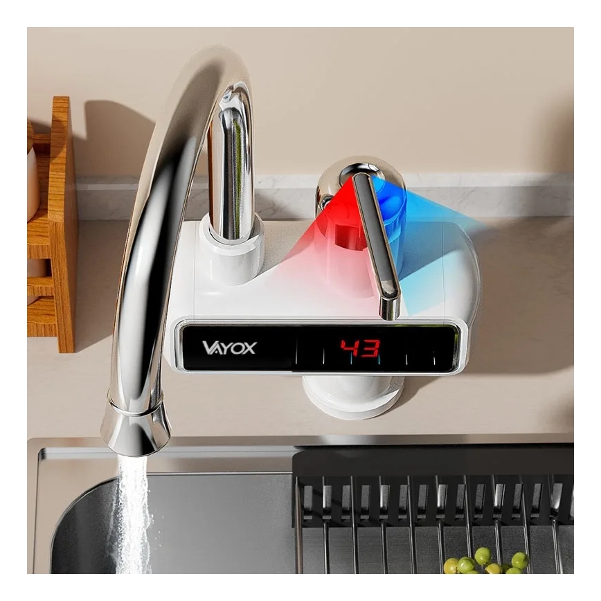Przepływowy podgrzewacz wody z LED wyświetlaczem 3000W/230V IPX4 biały