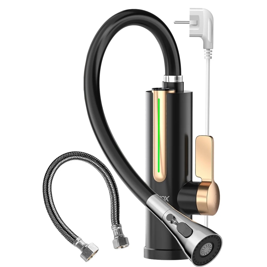 Przepływowy podgrzewacz wody z wyświetlaczem LED 3000W/230V IPX4 czarny