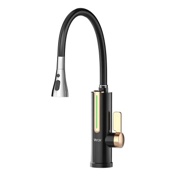 Przepływowy podgrzewacz wody z wyświetlaczem LED 3000W/230V IPX4 czarny/złoty