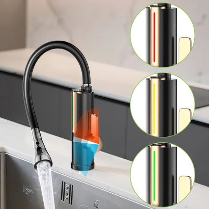 Przepływowy podgrzewacz wody z wyświetlaczem LED 3000W/230V IPX4 czarny/złoty