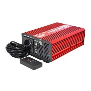 Przetwornica napięcia CARSPA 600W/12/230V + pilot przewodowy