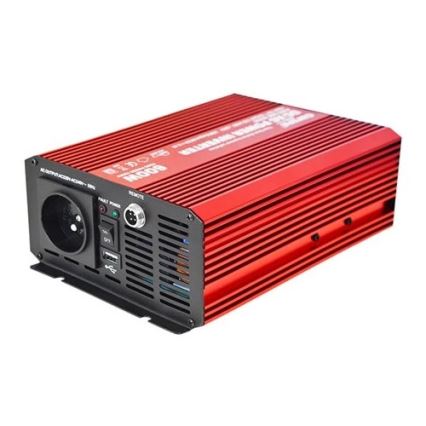 Przetwornica napięcia CARSPA 600W/12/230V + pilot przewodowy