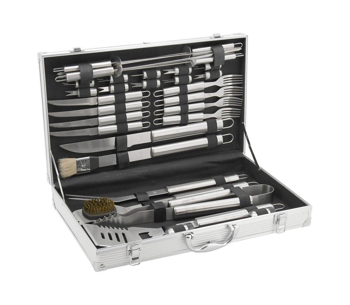 Przybory do grillowania stal nierdzewna z etui 30 szt.