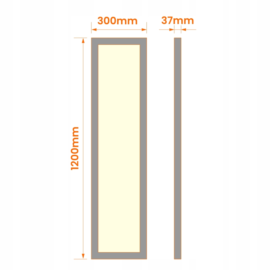 Przysufitowy panel LED 60W/230V 30x120 cm czarny