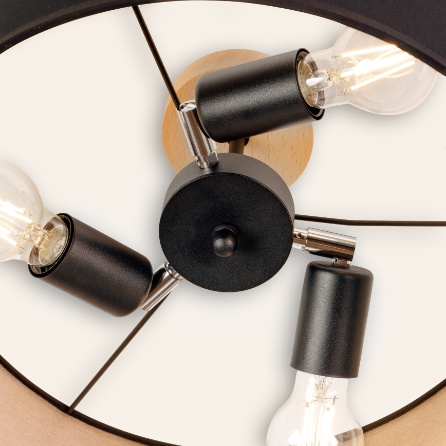 Przysufitowy żyrandol ALBA 3xE27/15W/230V śr. 40 cm czarny/brązowy