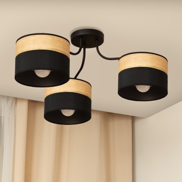 Przysufitowy żyrandol ALBA 3xE27/15W/230V śr. 66 cm czarny/brązowy
