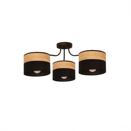 Przysufitowy żyrandol ALBA 3xE27/15W/230V śr. 66 cm czarny/brązowy