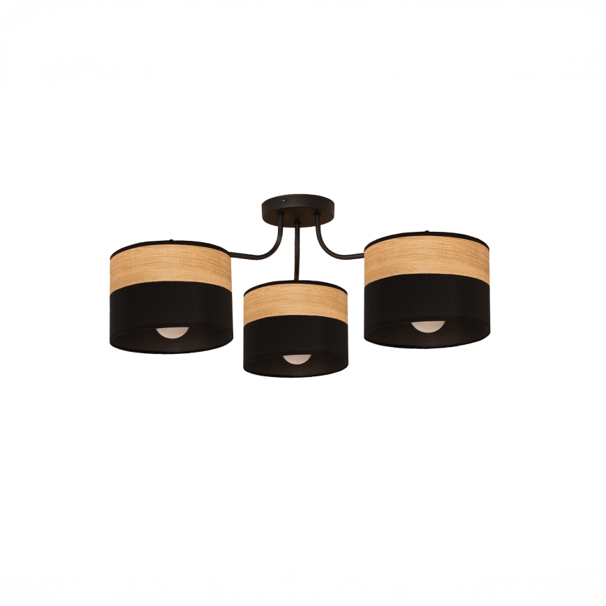 Przysufitowy żyrandol ALBA 3xE27/15W/230V śr. 66 cm czarny/brązowy