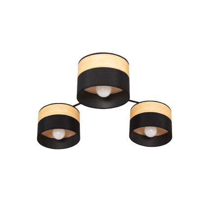 Przysufitowy żyrandol ALBA 3xE27/15W/230V śr. 66 cm czarny/brązowy