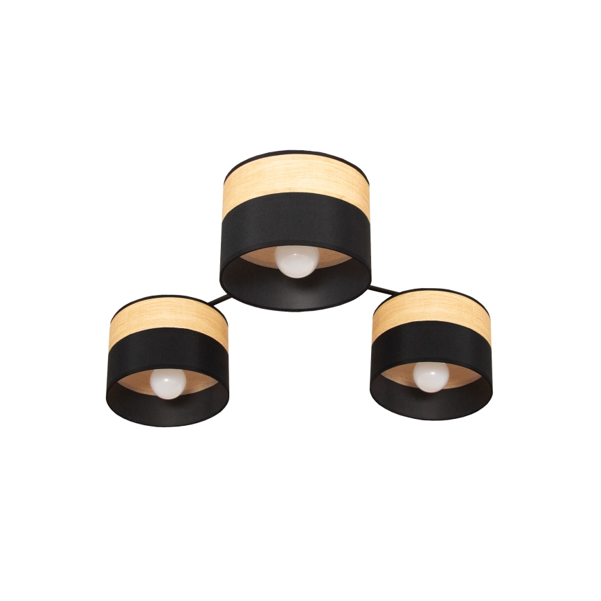 Przysufitowy żyrandol ALBA 3xE27/15W/230V śr. 66 cm czarny/brązowy