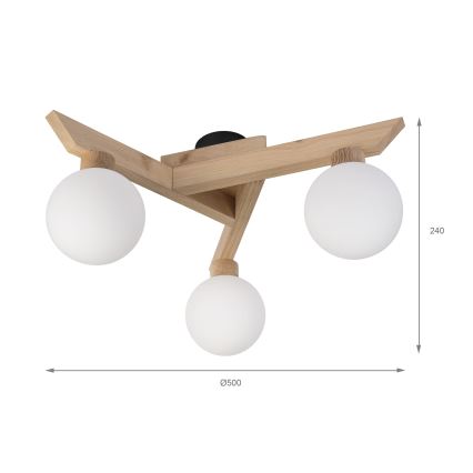 Przysufitowy żyrandol ANTONIO 3xG9/5W/230V dąb/biały