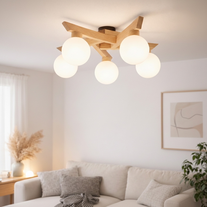 Przysufitowy żyrandol ANTONIO 5xG9/5W/230V dąb/biały