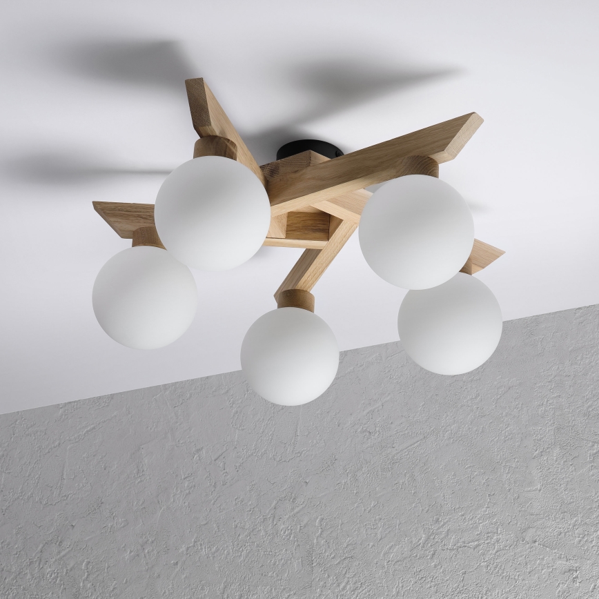 Przysufitowy żyrandol ANTONIO 5xG9/5W/230V dąb/biały