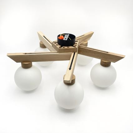 Przysufitowy żyrandol ANTONIO 5xG9/5W/230V dąb/biały